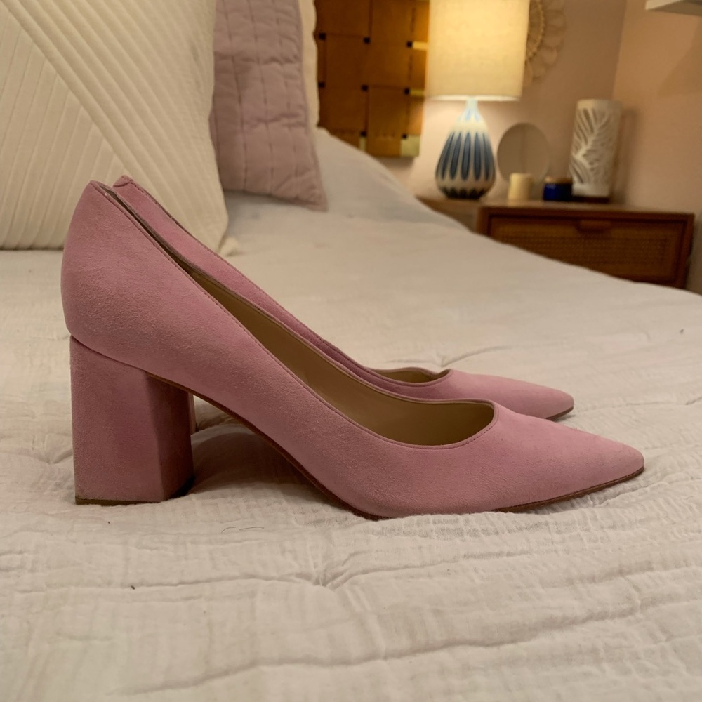 Marc Fisher pink Zala block heel pumps